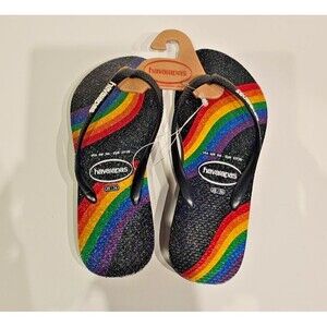 NWT Havaianas Slim Rainbow Glitter Women's Flip Flop US 6 (EU 37/38)